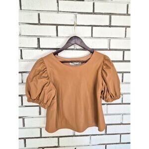 Amanda Uprichard Faux Leather Tan Top Womens XS